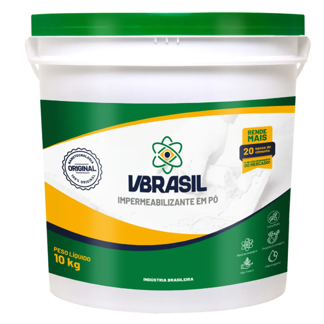 Impermeabilizante Em Pó 10kg Vbrasil Para Cimento Argamassa